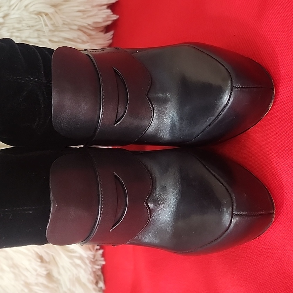 ALEXANDER WANG Boots Hannah Black Leather Velvet Sock Boots - Picture 8 of 10